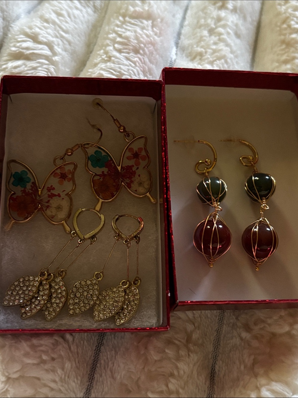3 pair of Gold-Tone Floral Drop Earrings - Multicolor